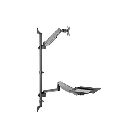 Digitus Sit-Stand Workstation Wall Single Mount, Max load 1-8 kg, max Screen Size: 17"-32", Black | Digitus - 3